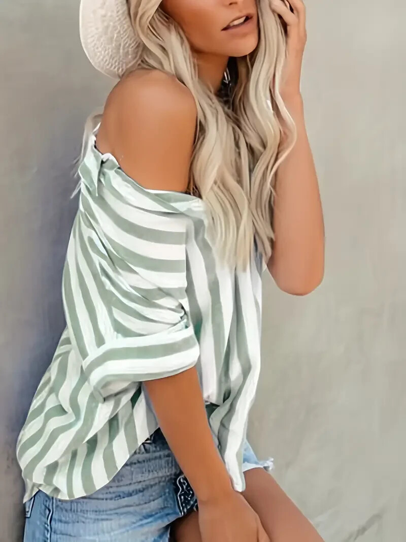 Button Up Green Striped Shirt – Loose Casual Top – Size XXL/18 -BNNT- RRP £20.99