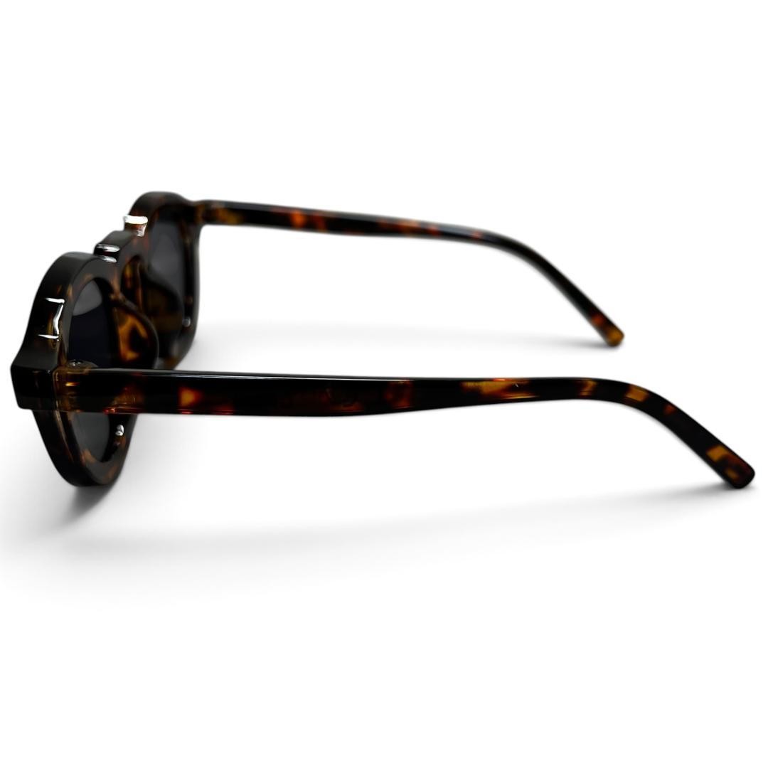 1397 Tortoiseshell Sunglasses Round Type Wellington Vintage Style Blue Lens
