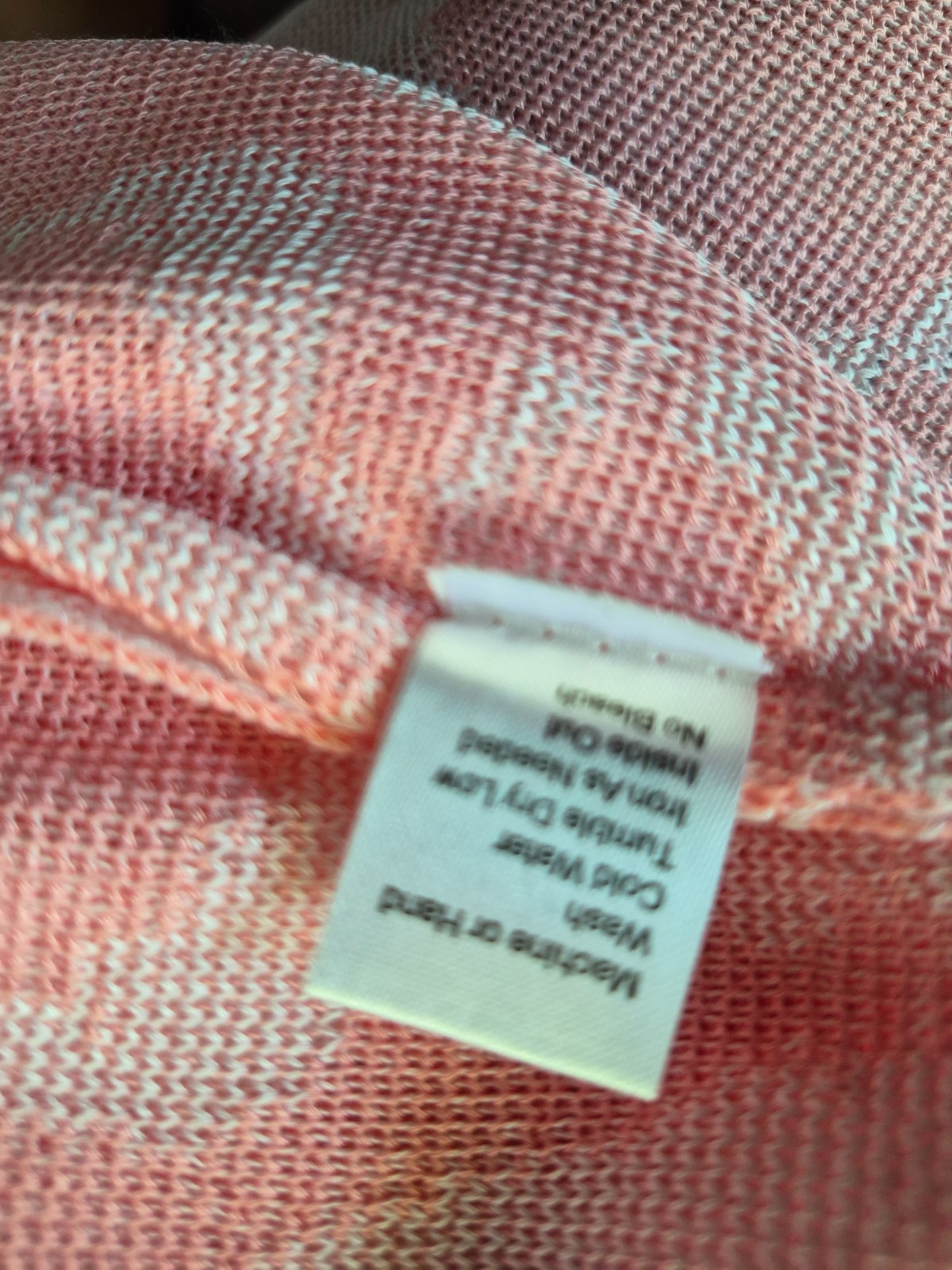 Ming Wang Open Front Cardigan Jacket Coral Salmon White Abstract Knit Size M