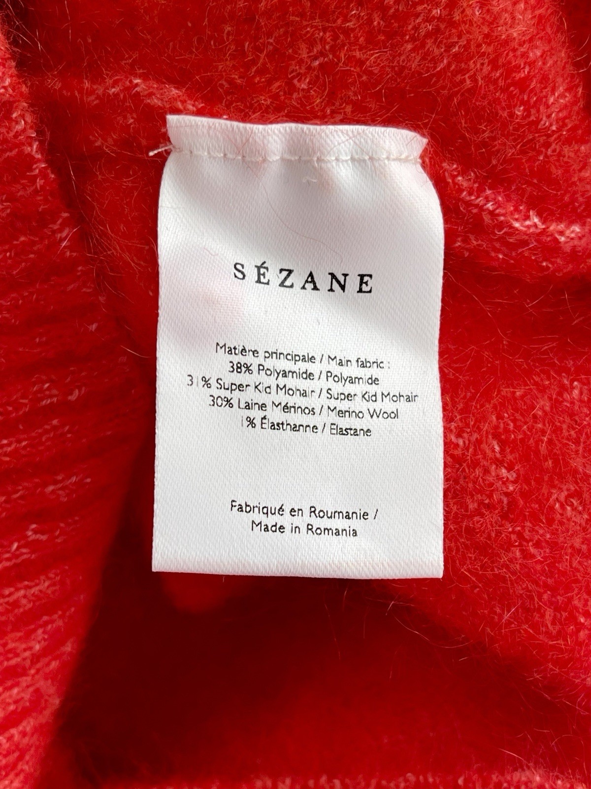 La Maille Sezane Paris Rue SaintFiacre Watermelon Red Mohair Wool Sweater S READ