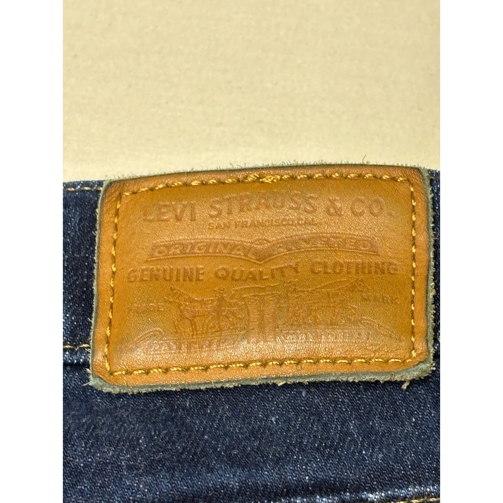 Levi Strauss Premium Big E 314 Shaping Straight Dark Denim Jeans Women 33X31
