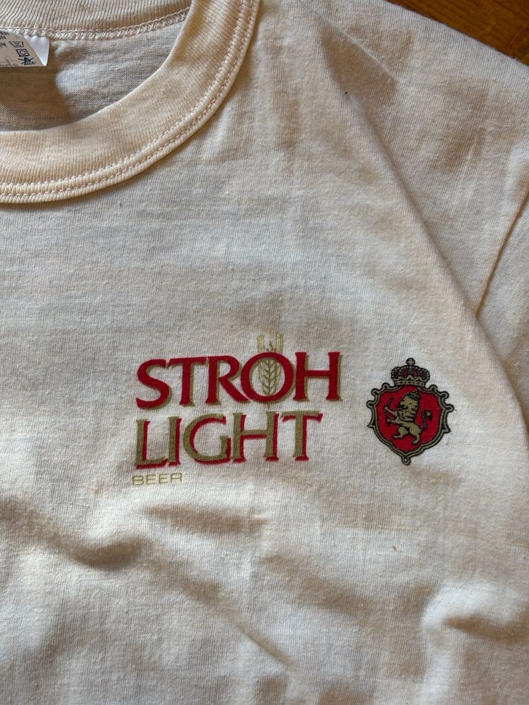 Vintage 80s Tee Jays Stroh Light Beer Graphic T-Shirt Size M