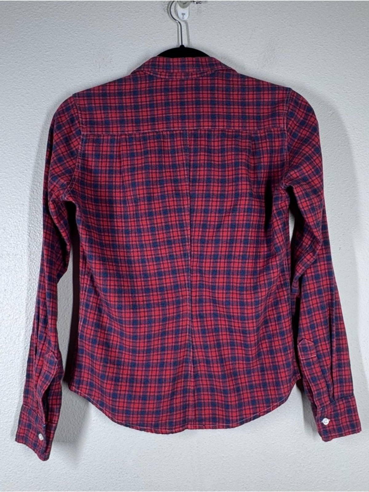 Frank And Eileen Plaid Barry Shirt Red Blue Cotton Button Up USA Women’s XXS