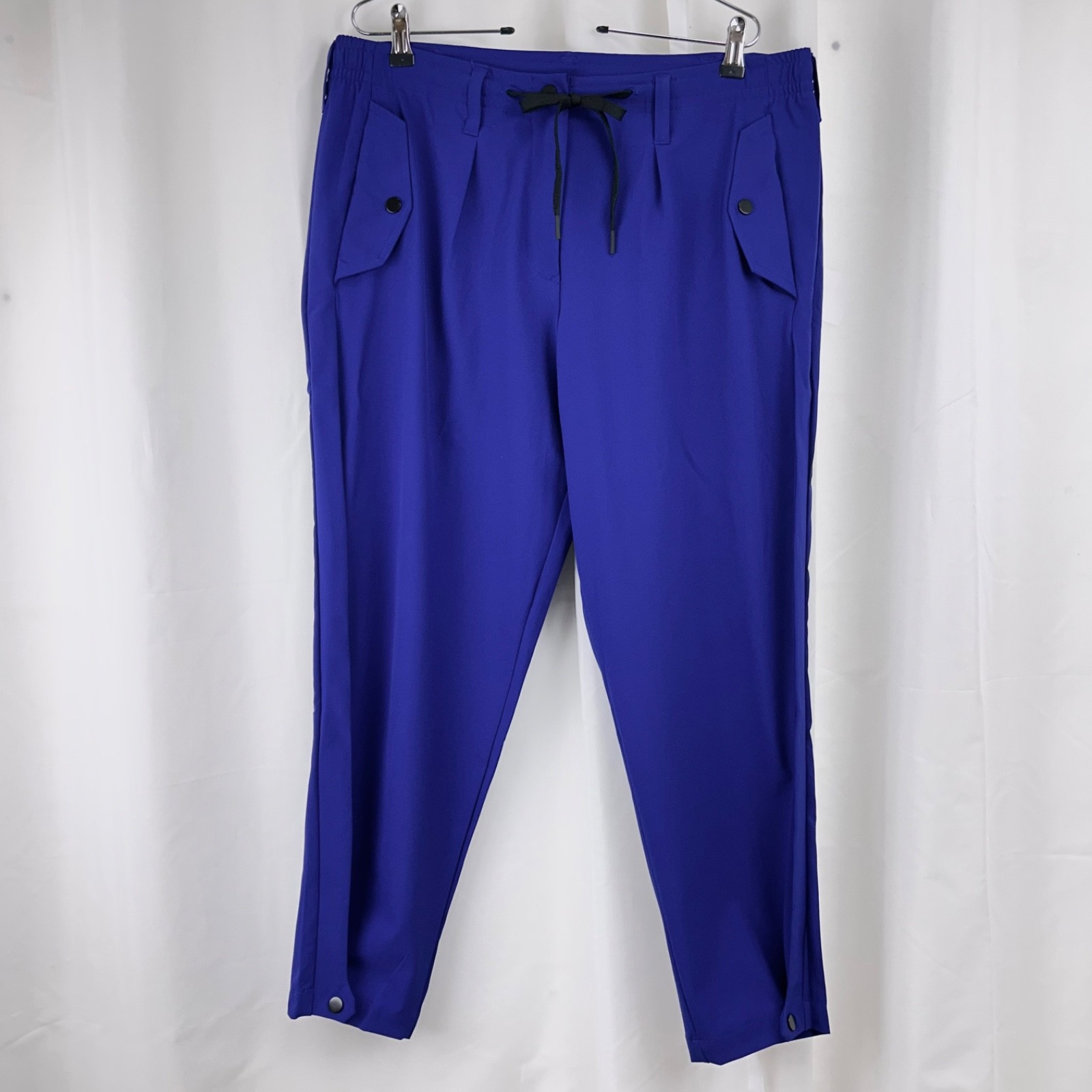PASKHO “Sanctuary” Cropped Pleated Stretch-Tech Travel Pants “New Blue” L