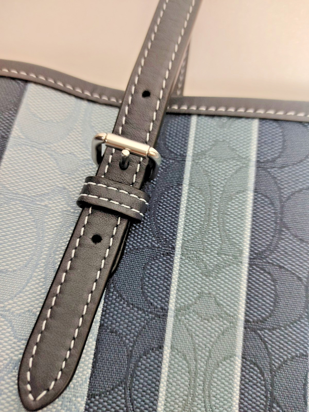 COACH Mollie Tote Bag Midnight Multi Signature Jacquard Stripes C8415 Mint New
