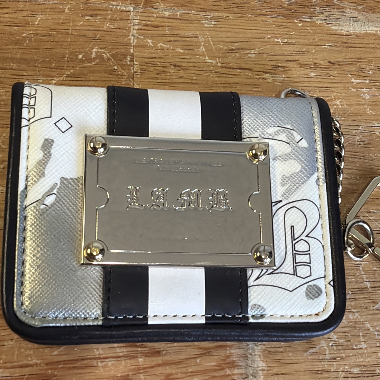 L.A.M.B Gwen Stefani Alchemy Key Chain Wallet Black And White Very Nice