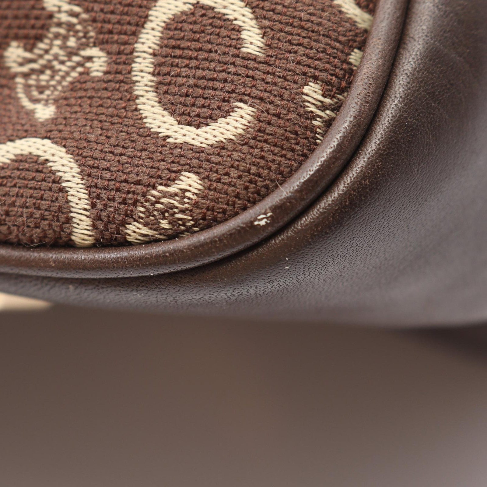 CELINE C Macadam Shoulder Tote Bag canvas leather Brown Beige Used Women