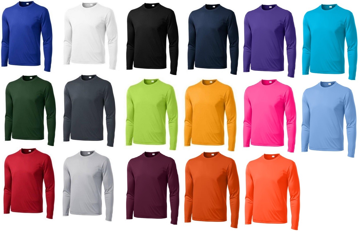 MEN’S MOISTURE WICKING DRY FIT SPORT-TEK Long Sleeve T-SHIRT NEW XS-4XLT ST350LS
