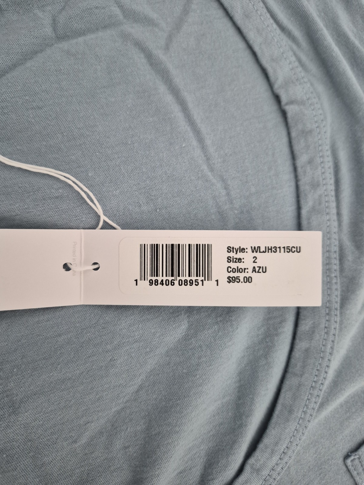 New James Perse Women’s Deep U- Neck Cotton Tank Top in Azure Size 2 Medium $95