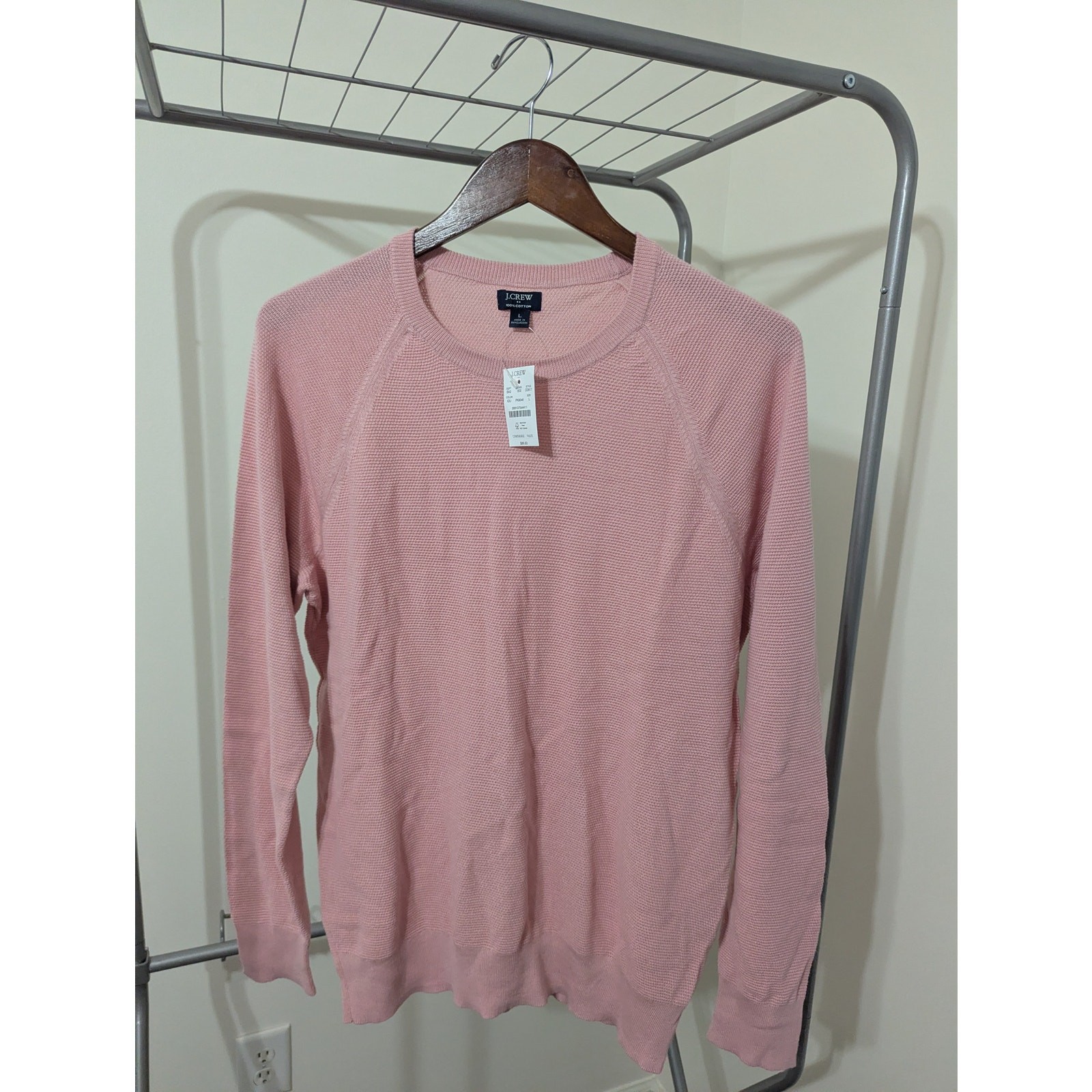 NWT J.Crew Factory Men’s 100% Crewneck Sweater Pink Size L CD617