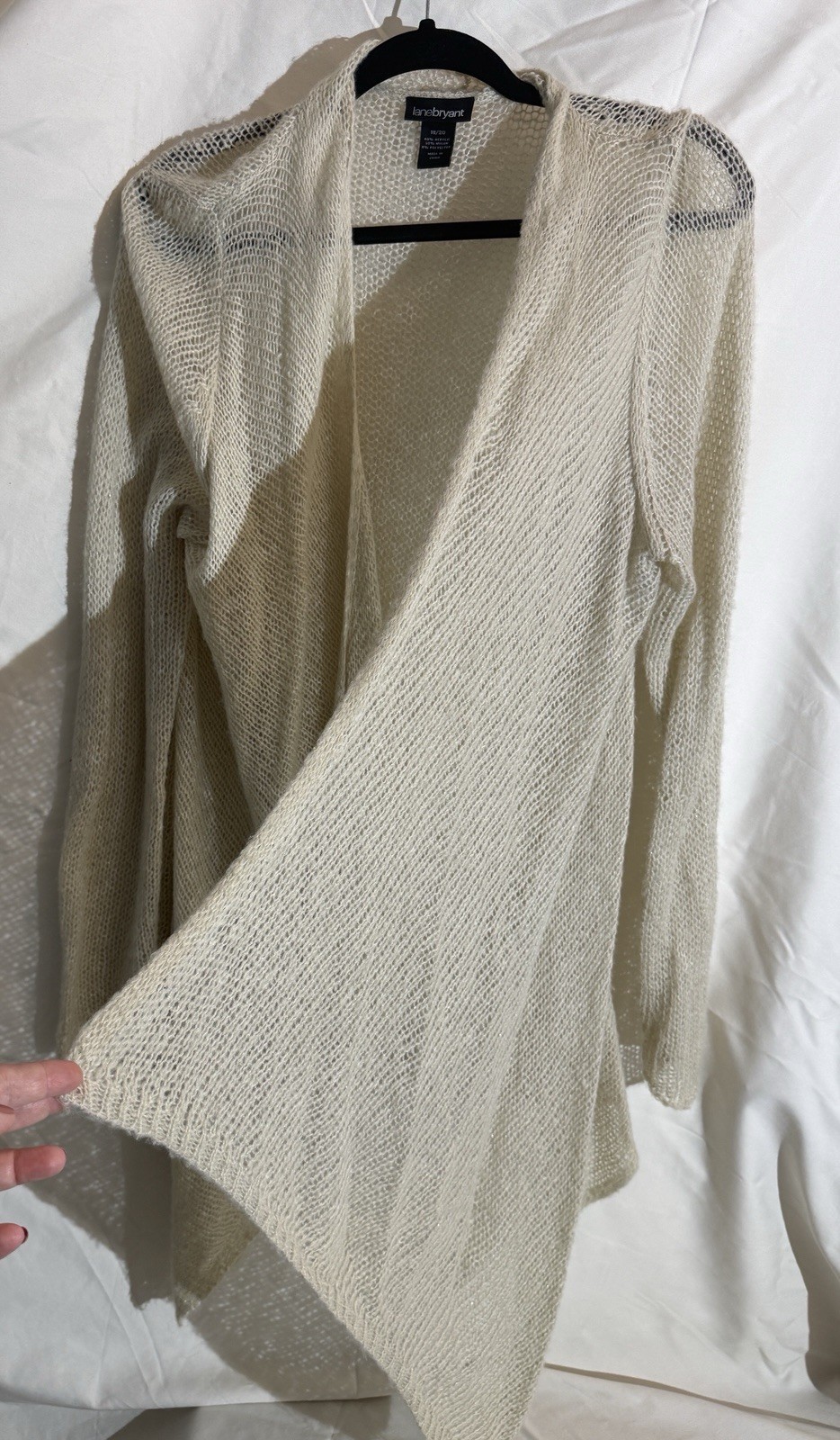 Lane Bryant Plus 18/20 Ivory Solid Knit Long Sleeve Cardigan Sweater #049