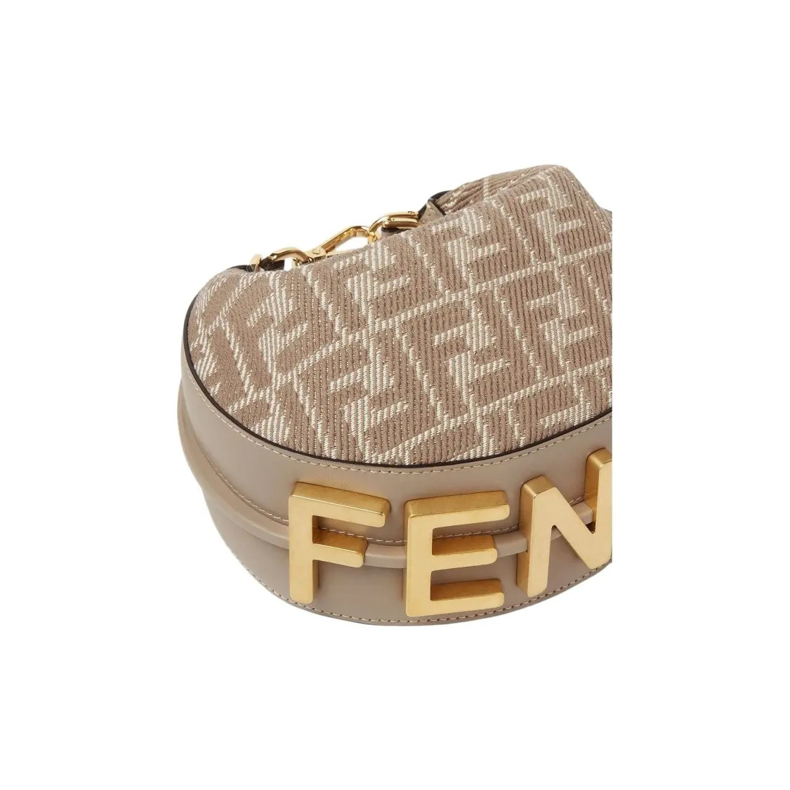 FENDI fendigraphy FF Jacquard Fabric Crescent Bag Shoulder Women’s 7.8x3x5.1 in