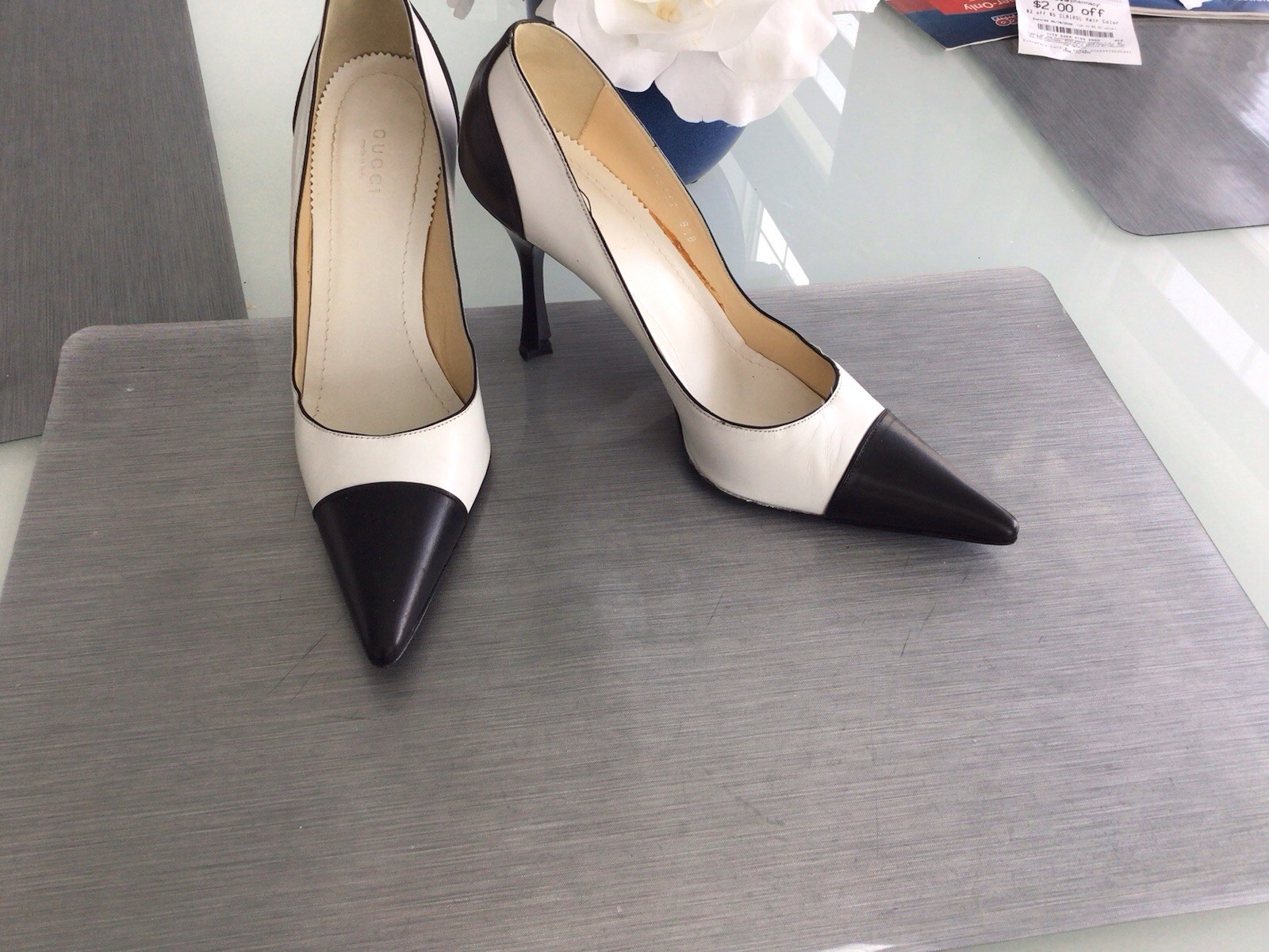 GUCCI BLACK/WHITE MADE IN ITALY PUMPS 8-1/2
