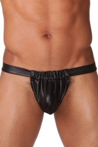 Black Faux Leather Backless Pouch Codpiece