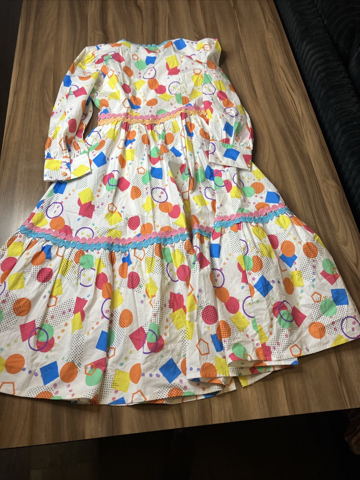 Marie By Victoria Dunn Multi Color 80s Patterns Midi Dress XS