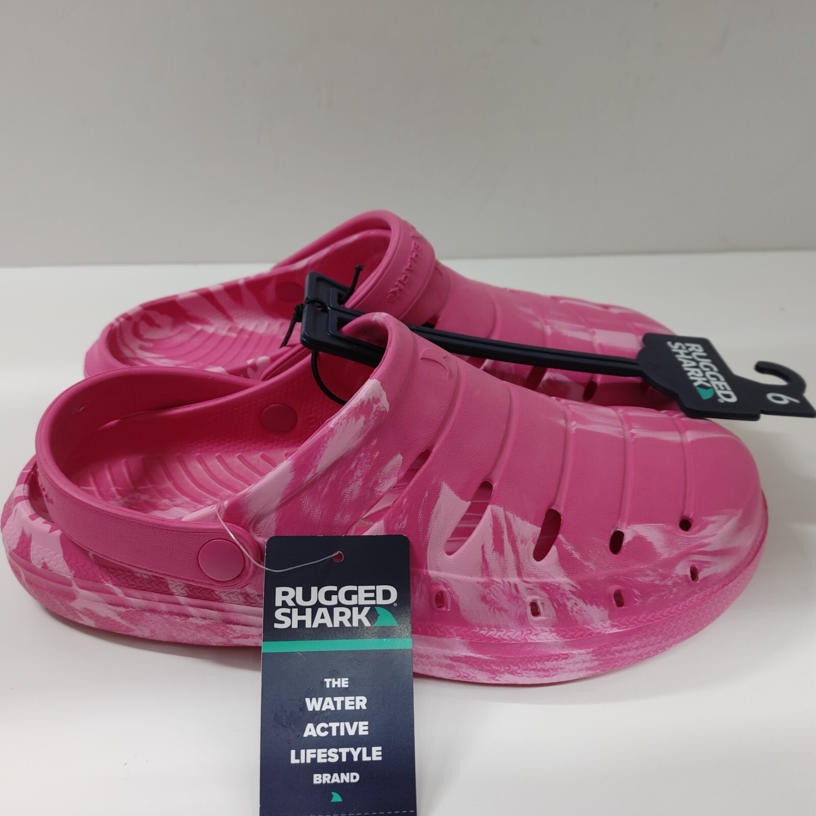 Rugged Shark EVA Foam clog Shoes Big Girls/Womens Size 6 Slip On Pink