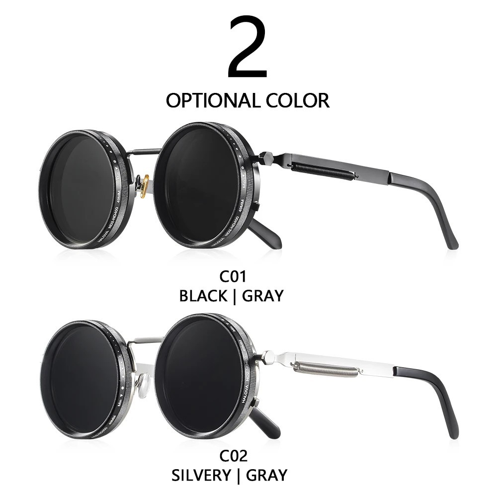 Adjustable Tint Sunglasses Polarized Men, 1-9 Gear Manual Dimming, Steampunk rou