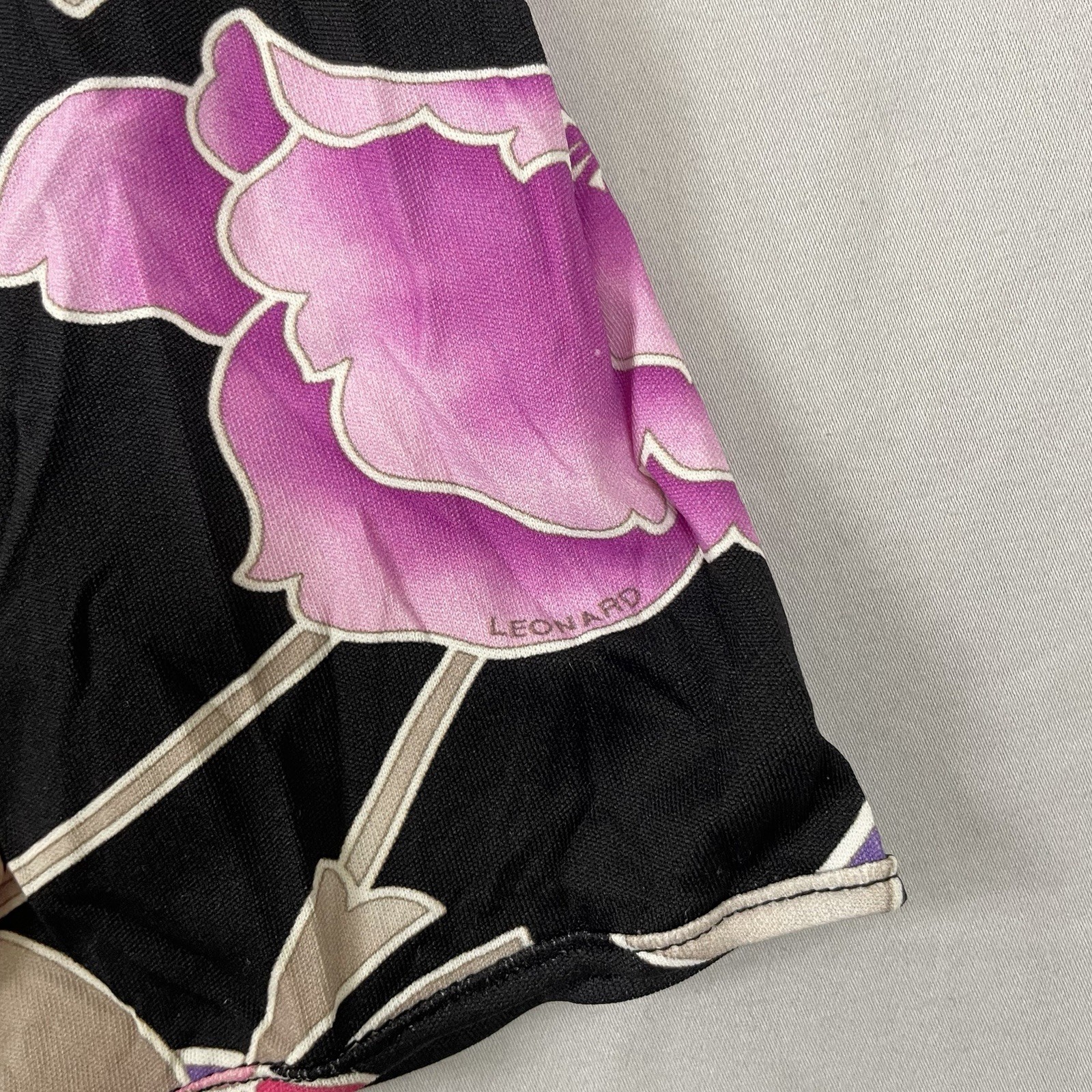 Leonard Paris Fushia Lavender Flowercore Sheath Dress Sash Belt US 10 FR 44