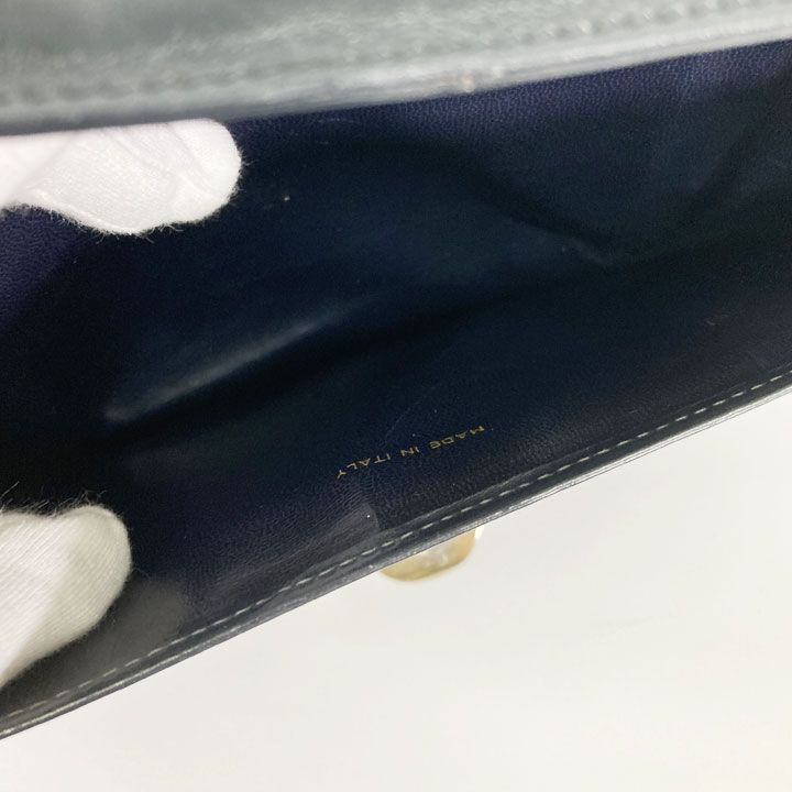 CELINE C Macadam Sulky Shoulder Bag Navy Canvas Leather Vintage Italy Authentic