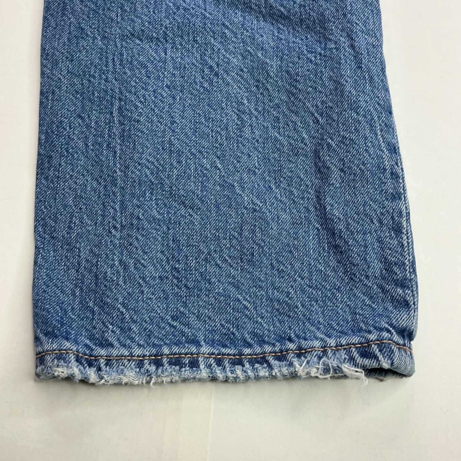 American Eagle Blue Baggy Jean Womens 2 Mid Rise Wide Leg Medium Wash Distressed
