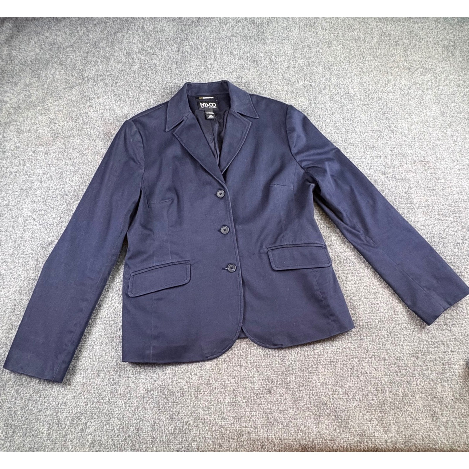 NY&CO City Blazer Womens 14 Navy Minimalist Classic Preppy Dark Academia Office