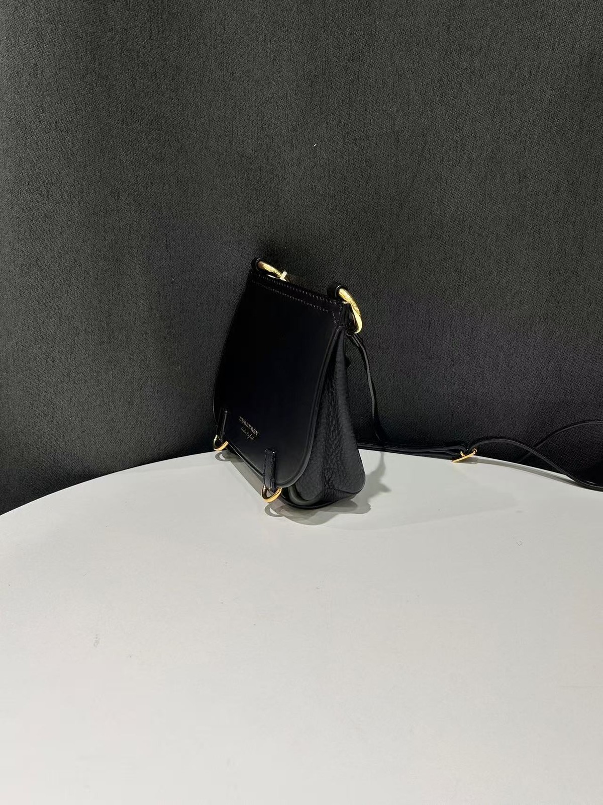 Authentic Burberry Black Calf Leather Saddle Crossbody Bag UK