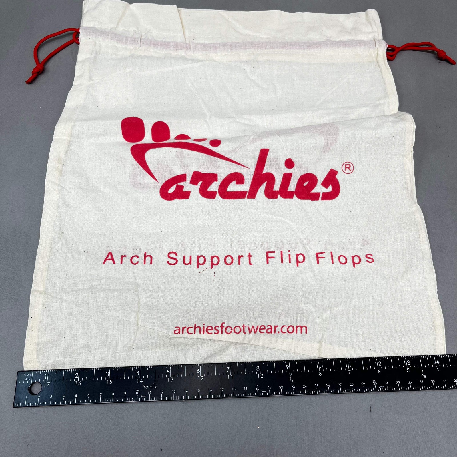ARCHIES 4-PACK! Cotton Carry Bags for Footwear Flip Flop Sandals 17″x14″ Tan (Ne