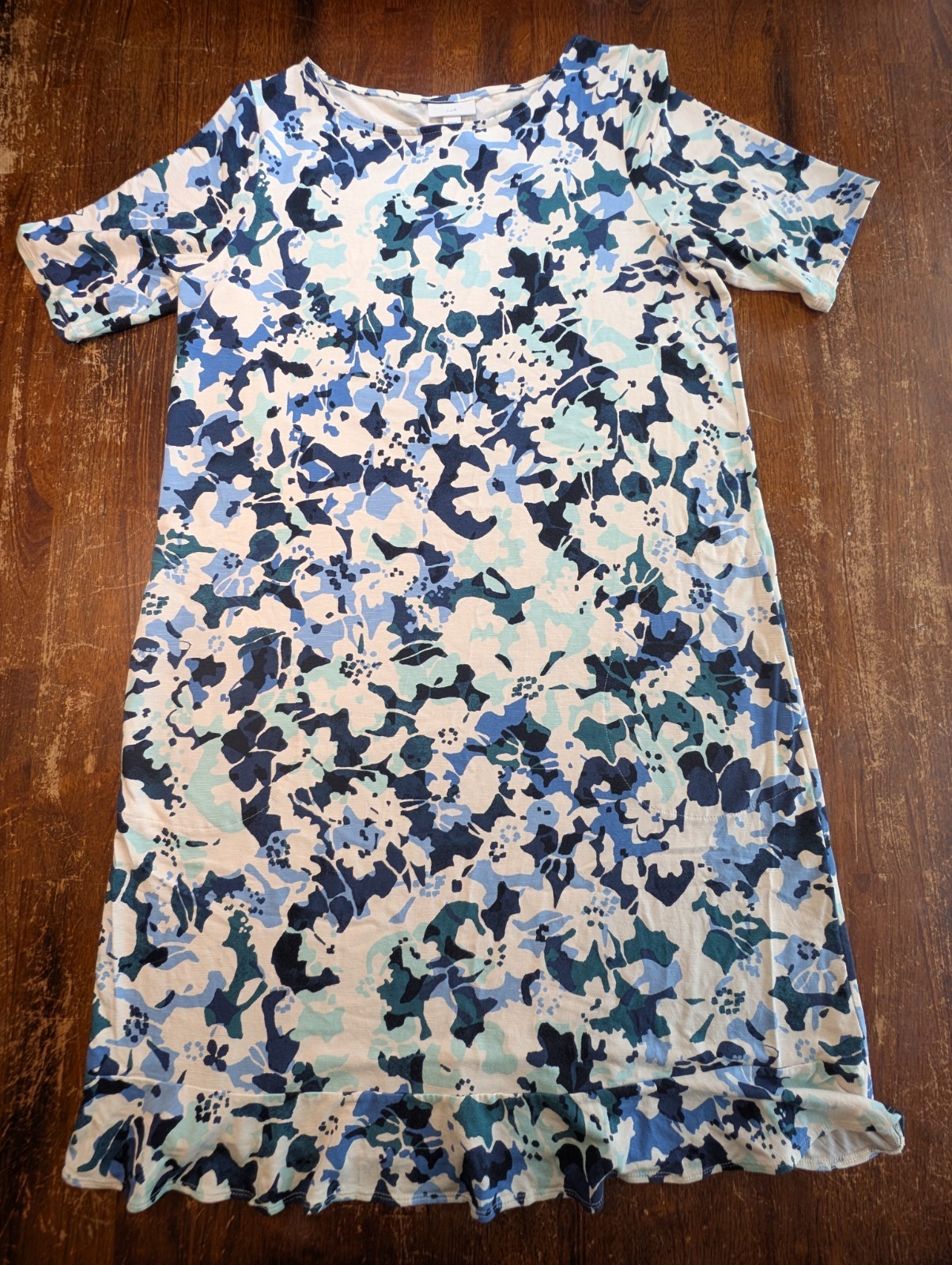 J. Jill Tshirt Dress Womens Medium Blue White Stretchy Comfy Casual