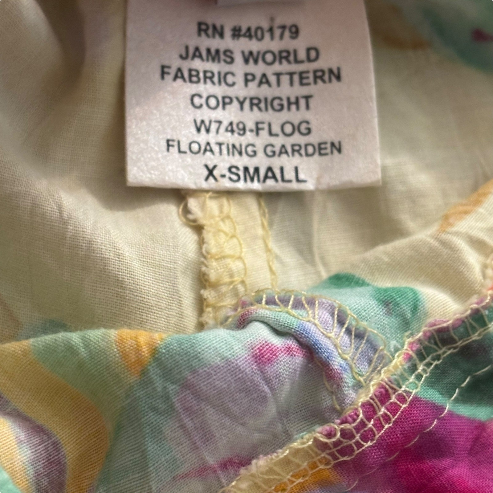 Jams World Pants XS Floating Garden Bright Colorful Rayon Drawstring Cinch Waist