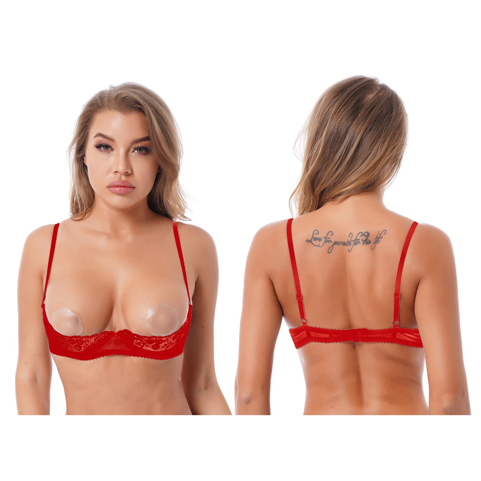 US Women Open Breast Cup Split Bralette Nightwear Hollow Cage Bra Tops Padded
