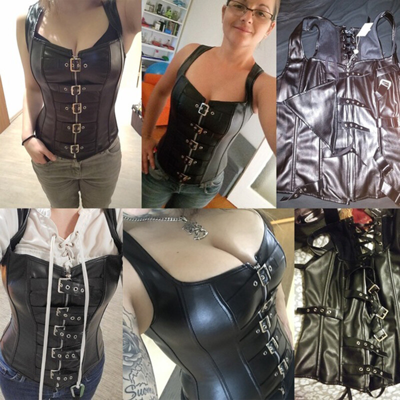 Women Black Steampunk Corset Bustier Gothic Shapewear Plus-Size Lingerie Lace up