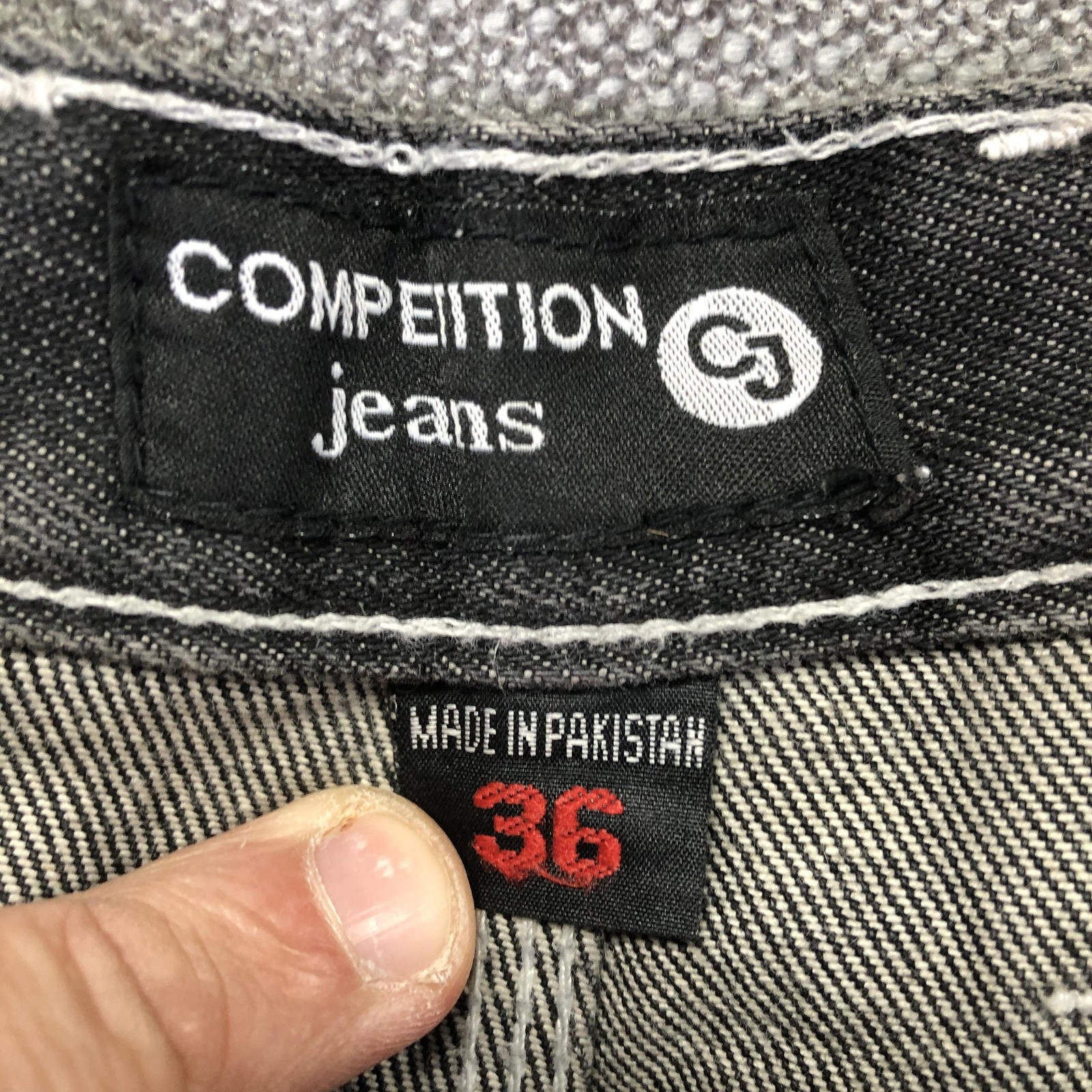 Competition Jeans Mens 36 Gray Relaxed Straight Denim Charcoal Wash Workwear