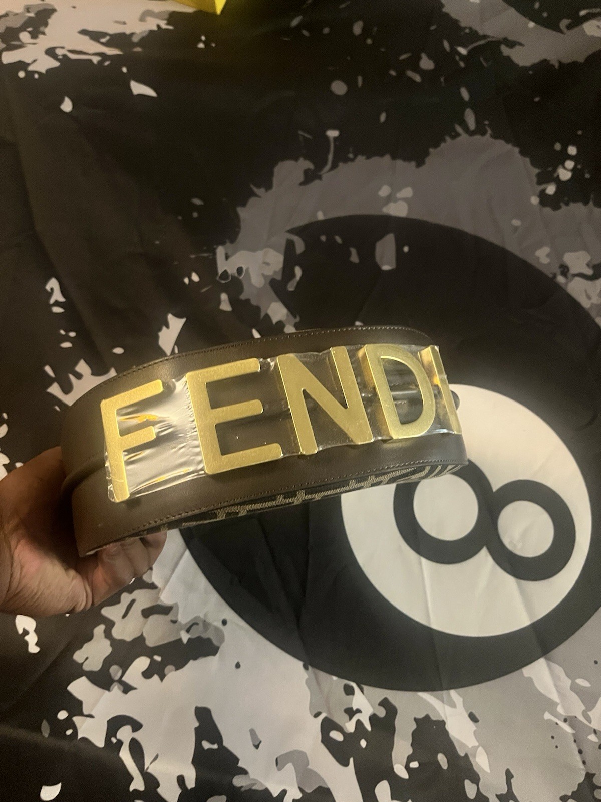 Fendi Zucca FF Monogram Brown Small Crescent Shoulder Bag Zip Gold HW Box (1:1)
