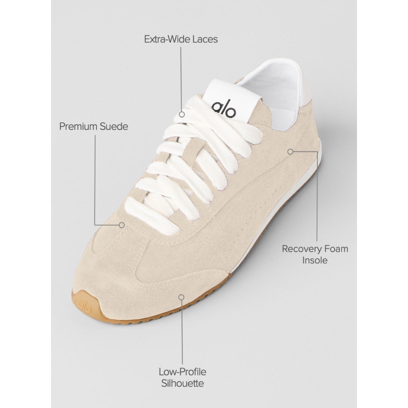 New ALO Yoga Sunset Sneaker Sandstone Suede Cream Women’s Size 7