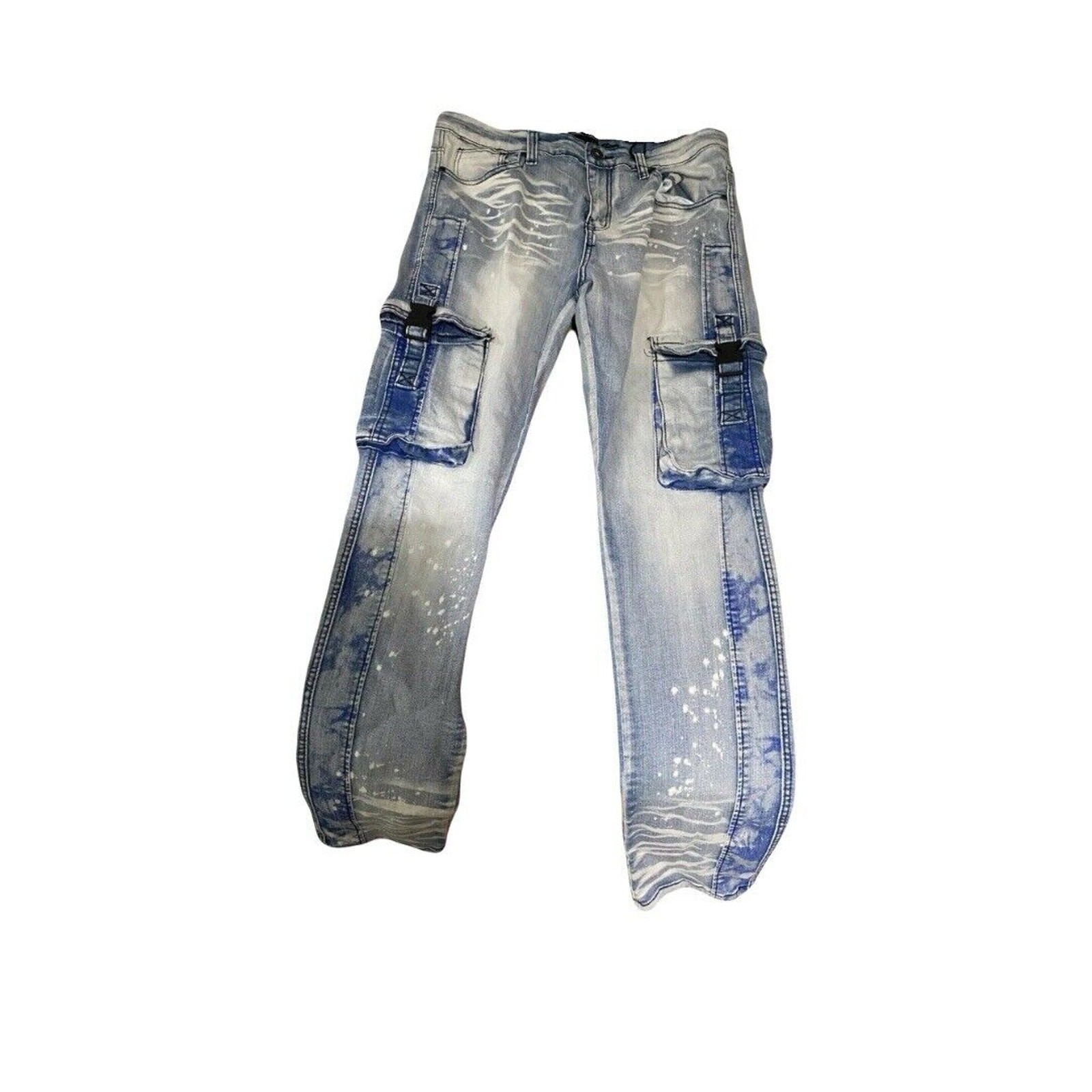 WAIMEA Men’s Cargo Jeans 34×30 Light Blue Skinny Fit Utility Pockets NWT