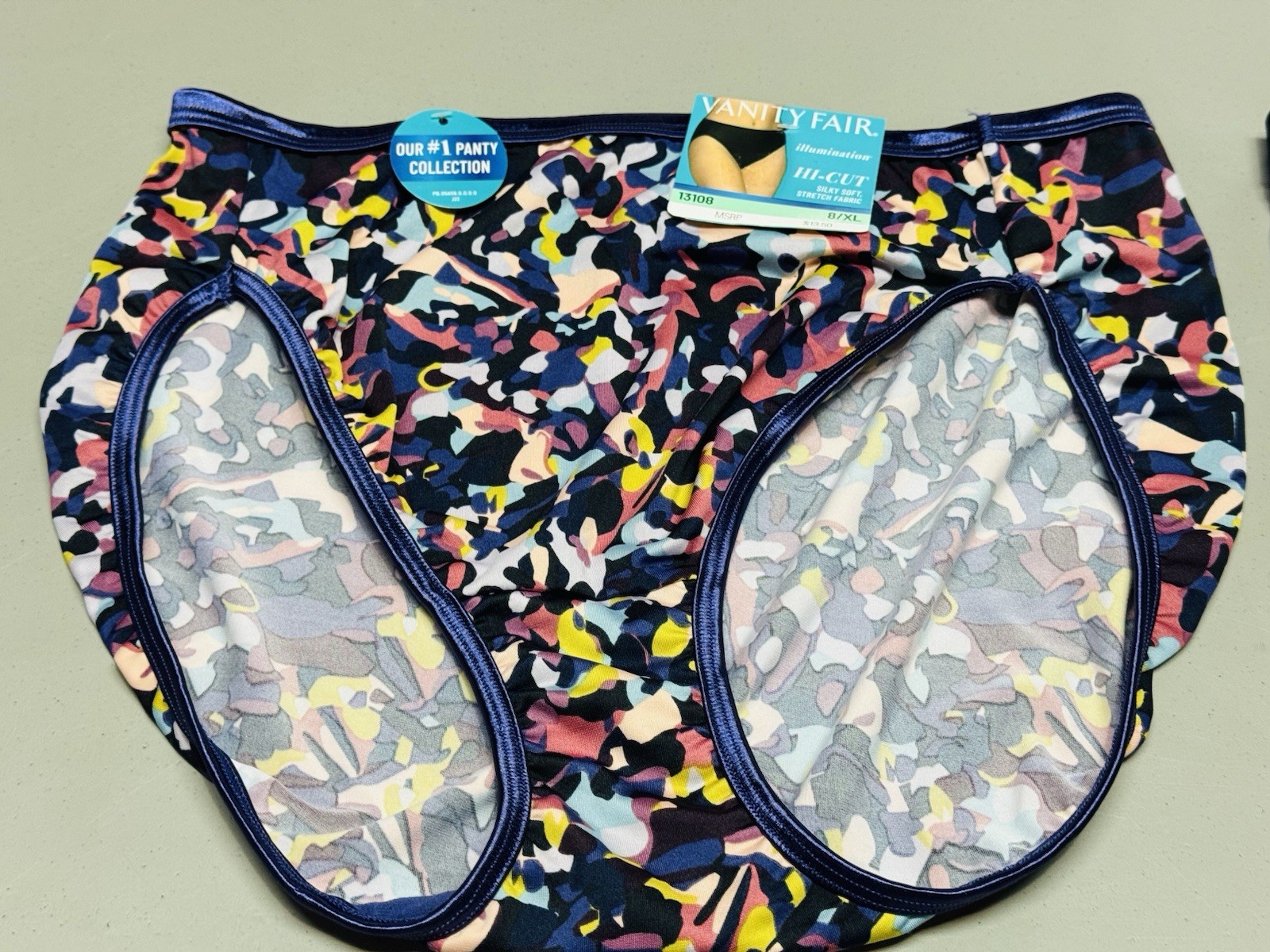 2-Vanity Fair 8/XL Illumination/Comfort Plus Hi Cut Panties #13108 & 13164 Asst