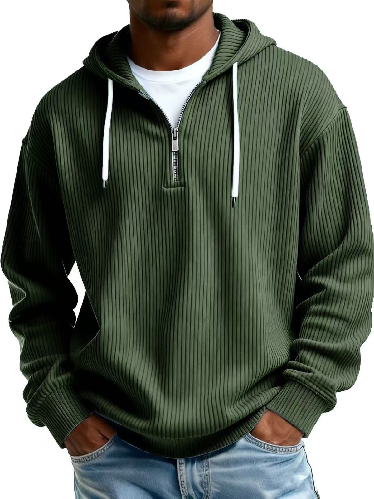 Men’s new long sleeved hooded solid color sports and casual sweatshirt