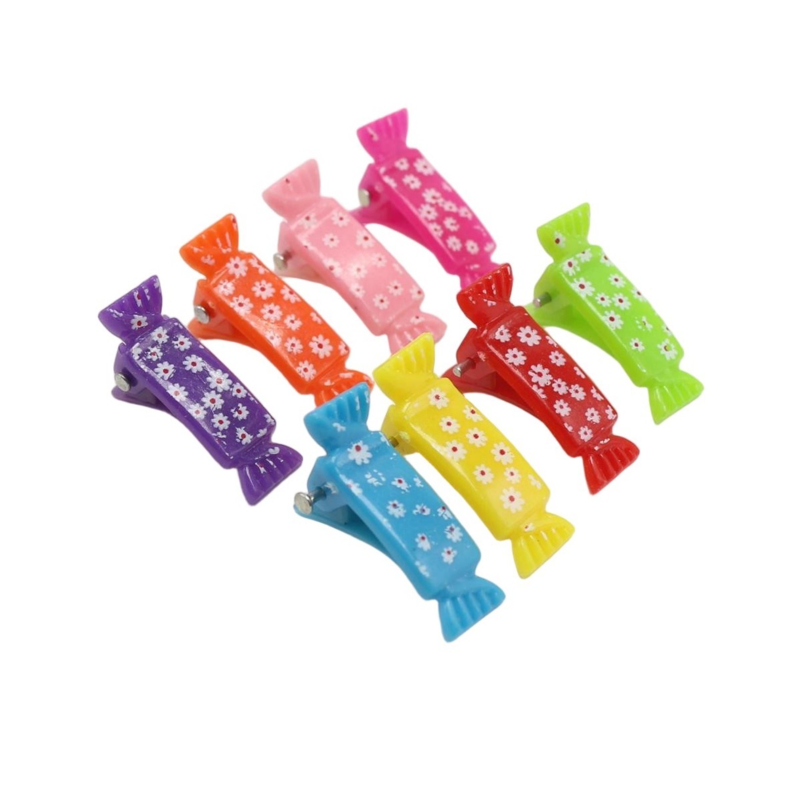 50 pcs Mixed Color Floral Candy Hair Clips – 28mm Mini Alligator Barrettes