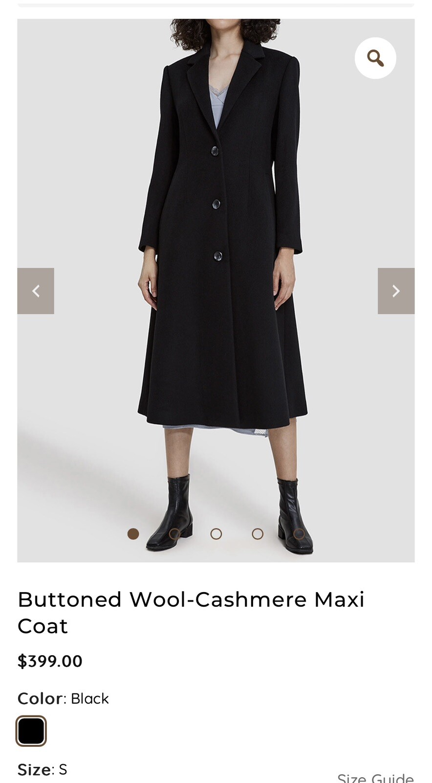 NWT Overcoat 90% Wool 10% Cashmere Black Long Maxi – Gentle Herd- Small $400