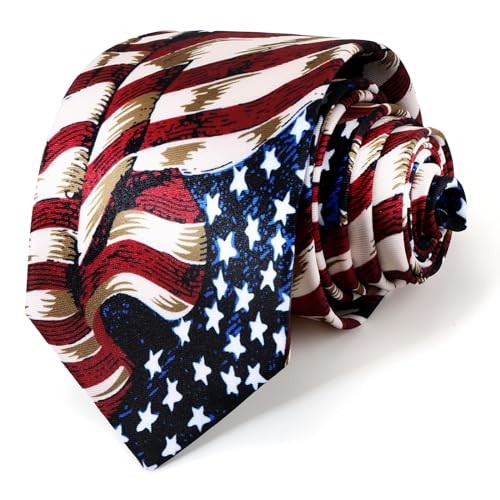 American Flag Ties For Men 3.27″ (8.3CM) USA Flag Neckties Honor