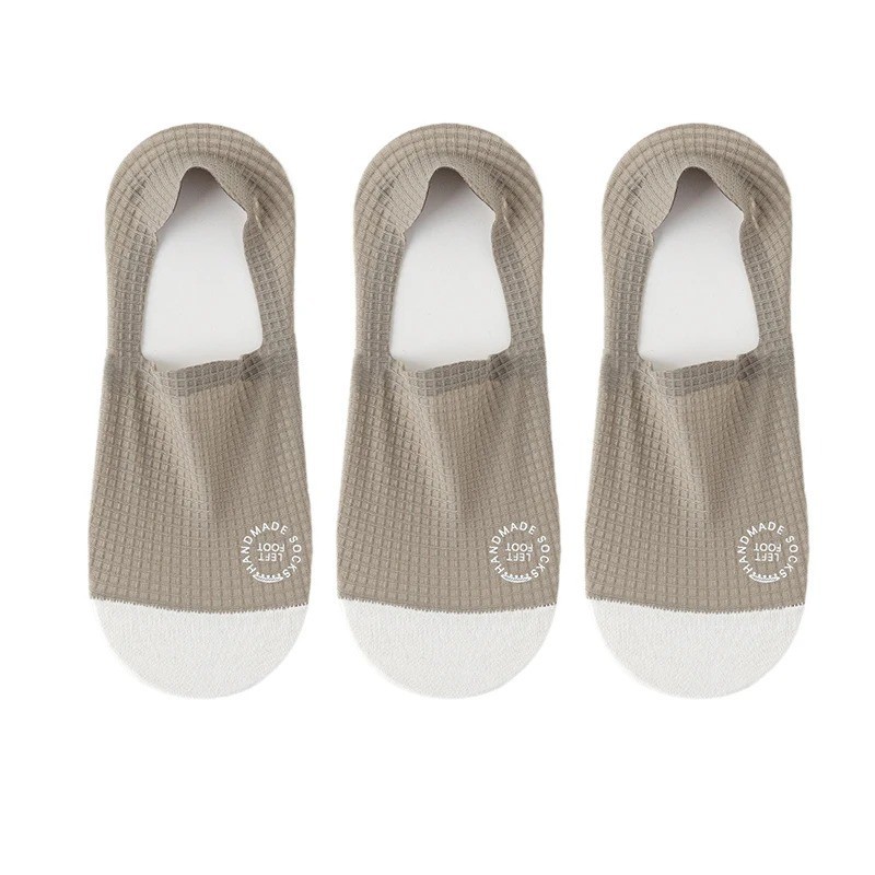 3Pairs Men Invisible Socks No Show Thin Breathable Waffle Boat Low Cut Mesh Sox
