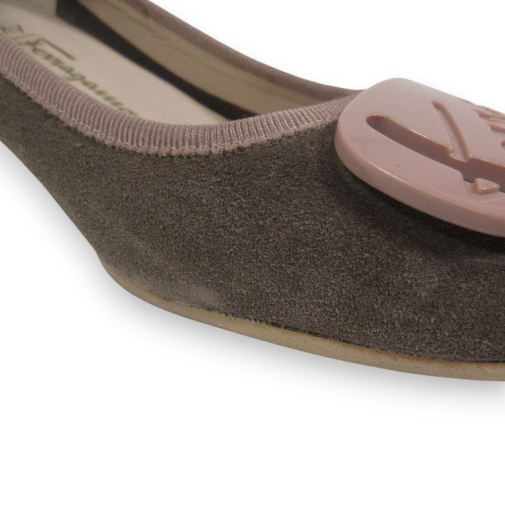 Salvatore Ferragamo logo pumps 5.5 Approx.9.1″” brown pink beige Women USED