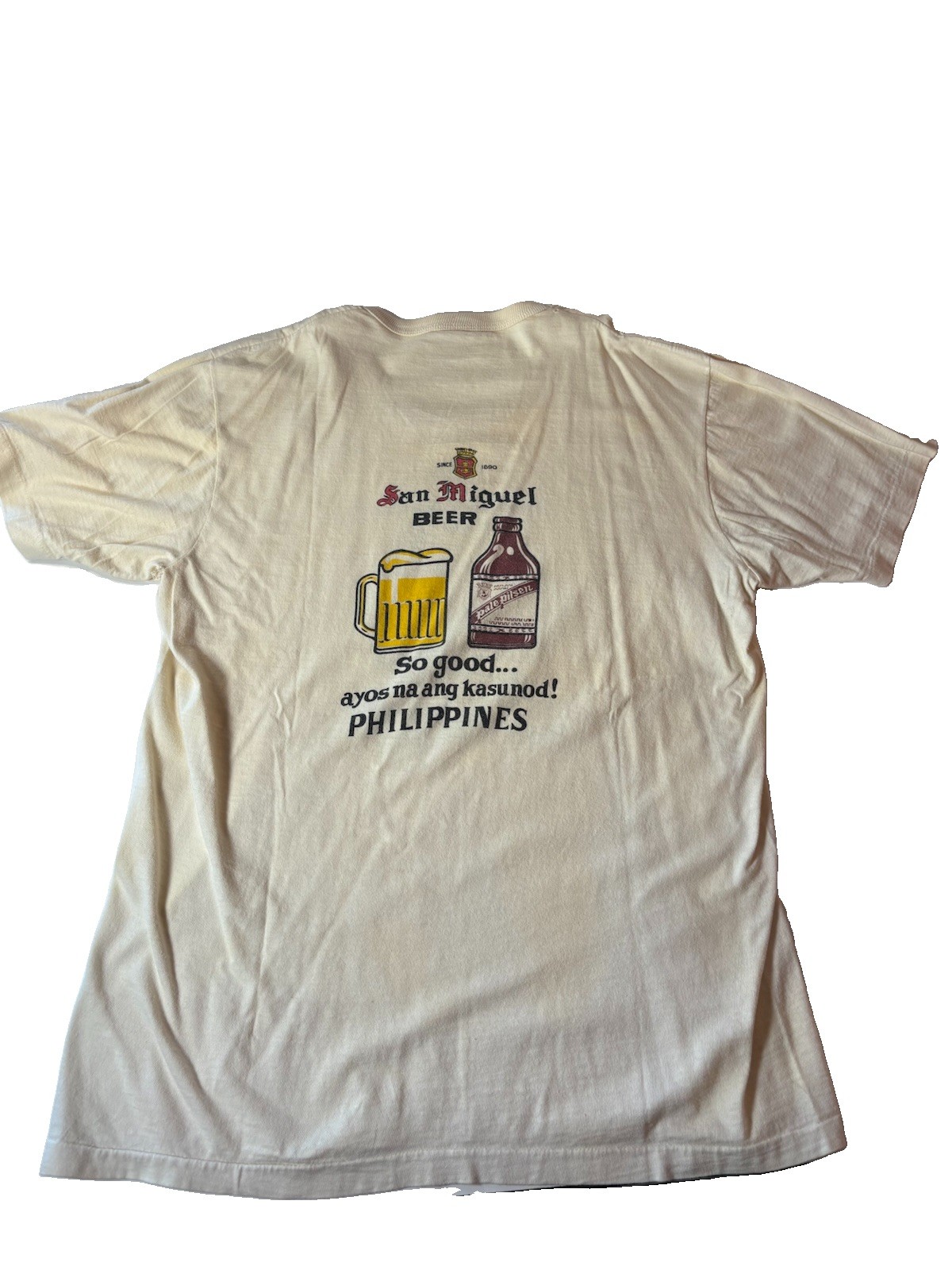 Vintage San Miguel Beer Philippines Pale Pilsen Distressed T Shirt Tag XL 18X25