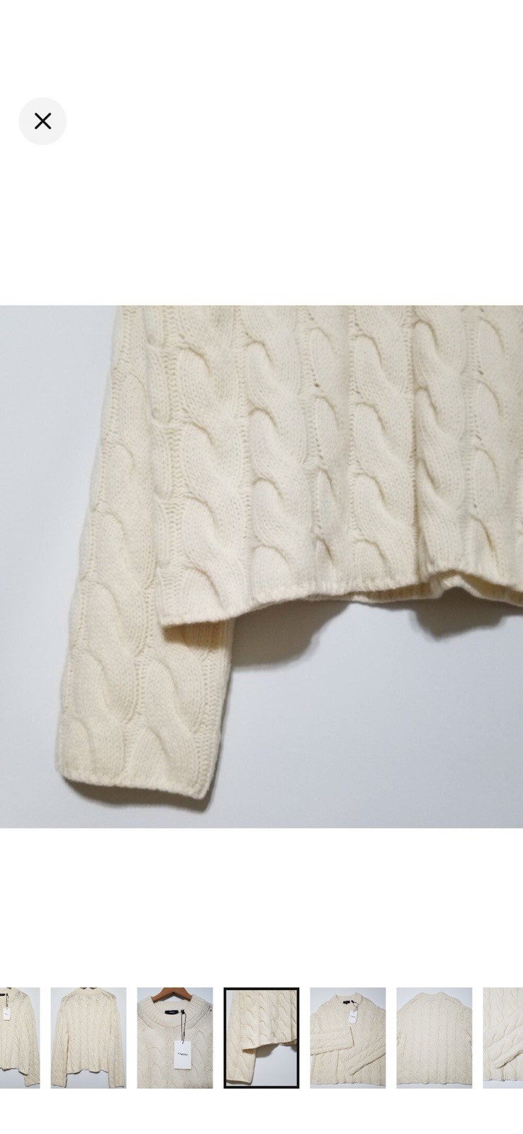 Theory 90%wool/10shmere Cable Knit,mock Neck Relaxed Sweater, Sz L, New,Ivory