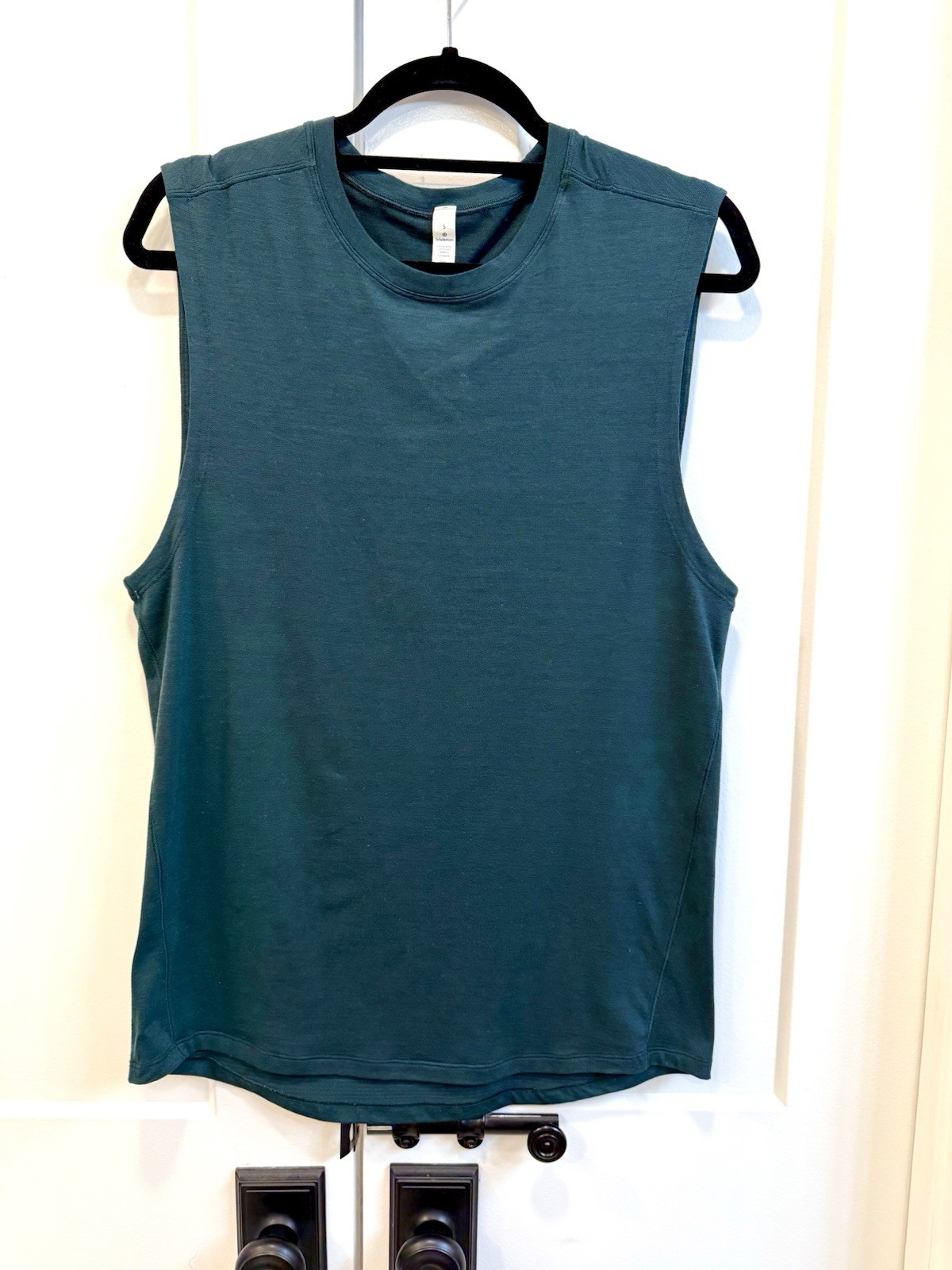 lululemon Mens’s Teal Muscle Crew Neck Stretch Polyester Jersey Tank Top Size S