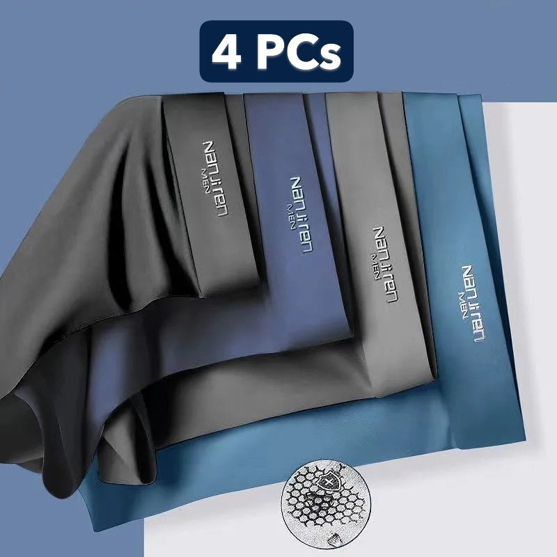 4pcs Boxer Shorts Men’s Ice Silk Underwear Male Underpants Breathable Sexy Thin
