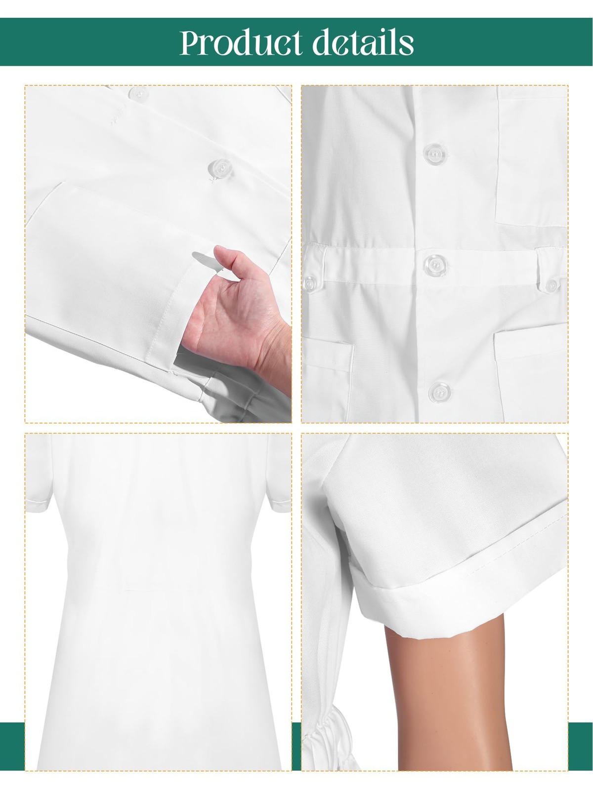 Hercicy Nurse Dress Costume Set for Women White Short Sleeve Medical Lab Coat…