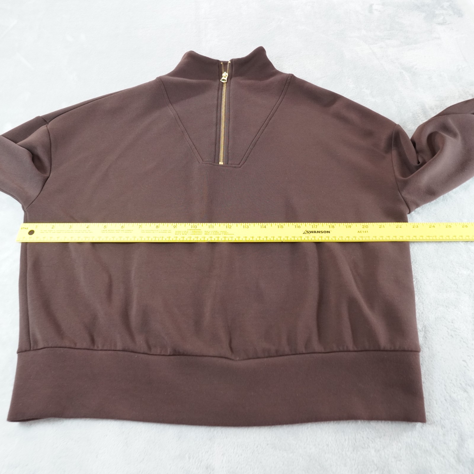 Varley Hawley Half Zip Sweat Womens S Brown Double Soft Shirt Loungewear Travel
