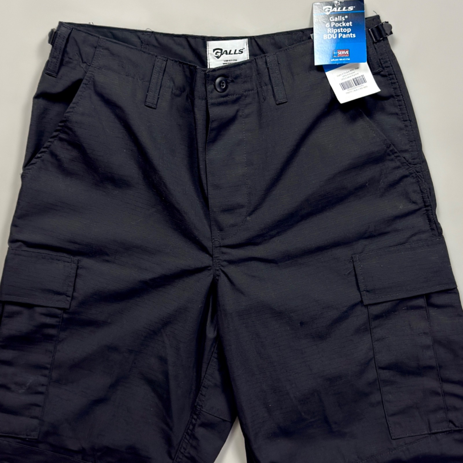 GALLS Mens Medium x 32″ 6 Pocket Ripstop BDU Pants Black Poly Cotton Tactical