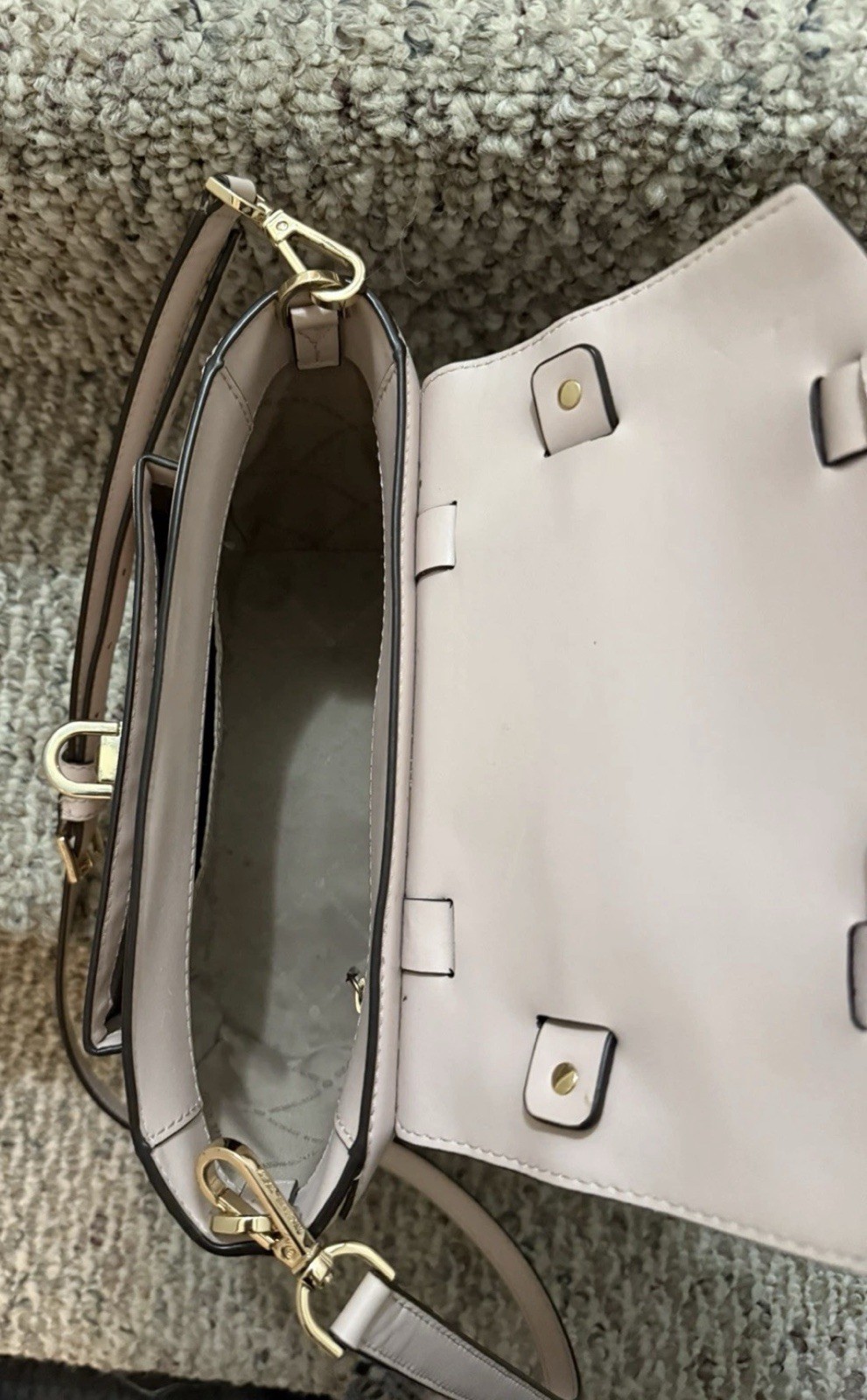 Michael Kors Manhattan Medium Blush Pink Leather Satchel Crossbody Bag EUC